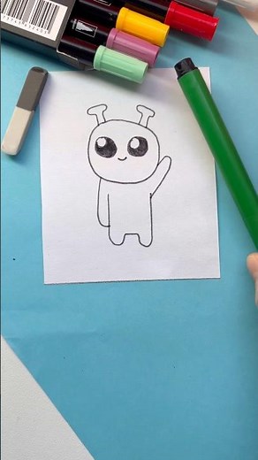 How to Draw an Easy Cartoon Alien #easydrawing #stepbystepdrawing #coloringpages