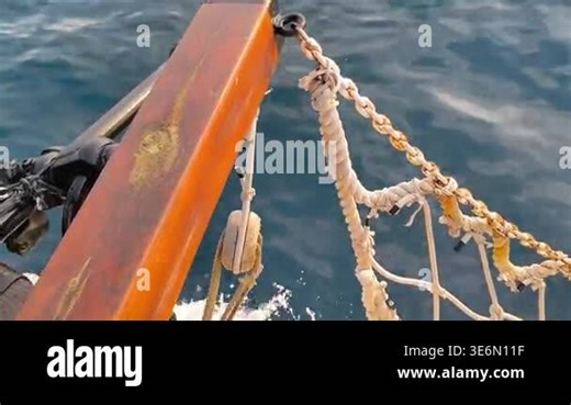 Wooden boat sailing close up, view from the boat. High quality 4k footage Stock Video Footage - Alamy