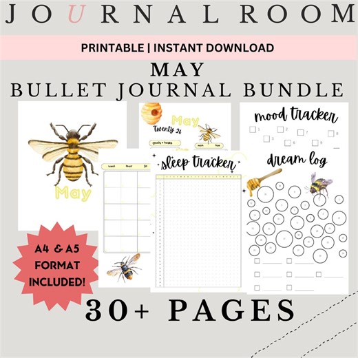 May 2026 Bullet Journal Printable Bundle Colorful | All in One Track Goals, Habit, Reading Bullett (digital Download) - Etsy
