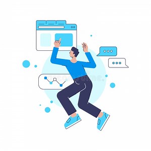 Male Marketologist Working Browsing Internet Optimization Planning Social Media Product Strategy Stock Vector - Illustration of manager, promotion: 242672560