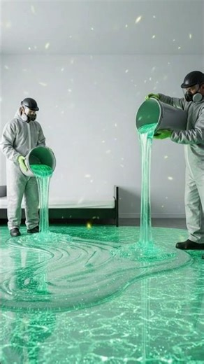 Green Glow Slime Floor Transformation 😱 | Epoxy Satisfying Video