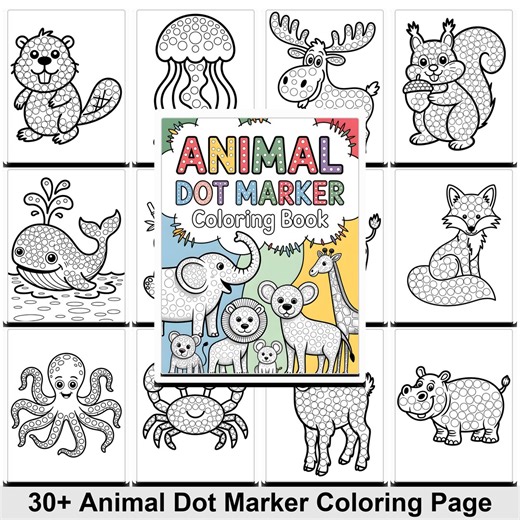 30  Animal Dot Marker Coloring Pages | Printable Toddler Animal Dot Pages for Fine Motor Skill Development | Homeschooling Busy Book Pages - Etsy