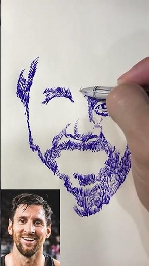 Drawing Messi with a Ballpoint Pen | Flying Art