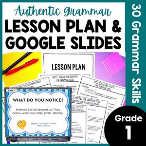 1st Grade Grammar Google Slides - Grammatically Correct Sentences, Checklists