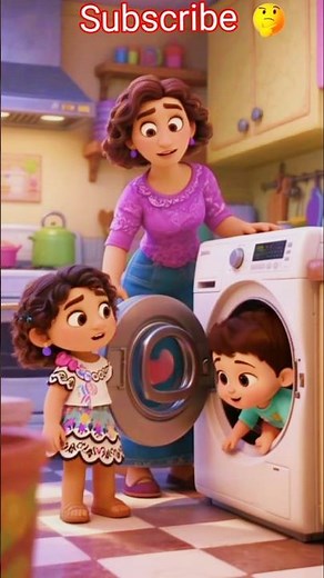 Washing Machine Surprise 😂 Funny Kids Animation #shorts 😎 #treding #funny #comedy