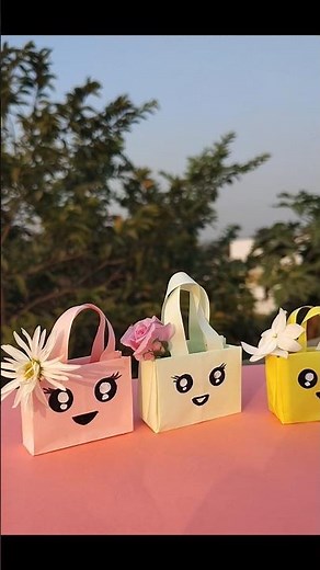 Cute Origami Paper Bags 🎀 | Easy DIY Mini Gift Bag Tutorial | Paper Craft Shorts