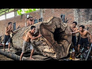 RAW & DANGEROUS! Barefoot Workers vs Giant Logs at the Sawmill