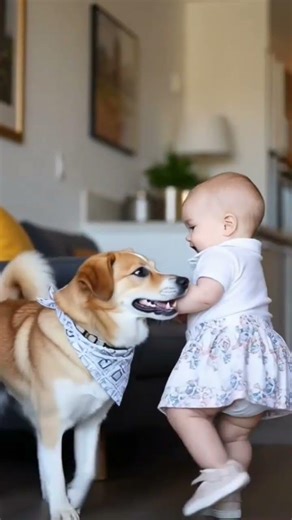 Cute Baby & Dog Dancing Together 😍 | So Adorable! viral shortsfunny shortsbaby shortsdog #shorts