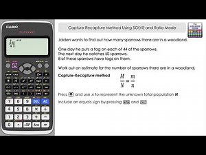 Capture Recapture Method On A Casio Classwiz fx-991EX | Edexcel GCSE | Using SOLVE & Ratio Mode