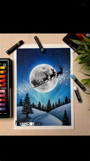 Christmas drawing with oil pastels #christmas #art #scenery .