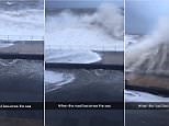 Dangerous waves from Storm Imogen destroying roads in the UK