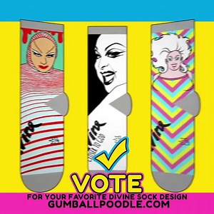 32 reactions · 5 comments | Vote for your favorite fan designed Gumball Poodle Divine sock. Your vote will help decide which design is made next! Go to https://www.gumballpoodle.com/pages/design-a-divine-sock-contest to cast your vote. Also, let us know your favorite here in the comments. Good luck to all the artists...everyone did a fabulous job! #divine #sock #gumballpoodle #fanart #vote #johnwaters #gay #drag #icon #harrisglennmilstead | Divine | Facebook