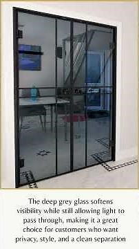 Metal Frame Double Hinged Door with Lava Gray Glass