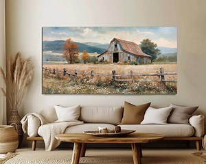 Farmhouse Wall Decor Old Barn Canvas Print Rustic Vintage Barn Painting, Large Farmhouse Wall Art Vintage Old House Wall Decor Ready to Hang - Etsy