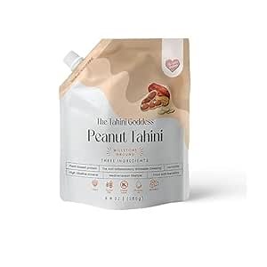 The Tahini Goddess Peanut Butter Tahini | Kosher Pure Mill Stone Raw Sesame Seeds Paste | Spread and Dips | Healthy Snack | Gluten Free | Vegan | No Added Sugar | Non GMO | 8.8oz (250gm)