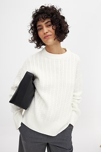 Oversized Cable Knit Sweater Offwhite