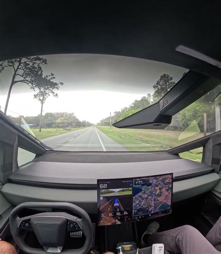 Cybertruck FSD V14.2.2.5-Significant swerve just to avoid some tire marks. FSD afraid of snakes?