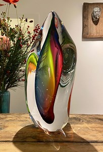 Regenboogkleurige Glassculptuur, Handgemaakt Scandinavisch Design, Glaskunst - Etsy