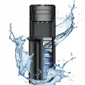 UrbanSync Bottom-Loading Water Dispenser w/ Hot, Room & Cold Water | Child Safety Lock, LED Display, Black