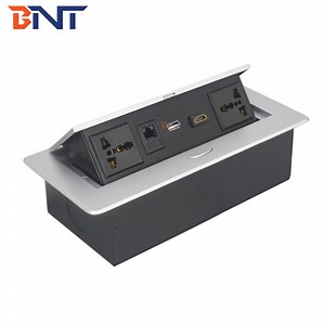 [Hot Item] ซ็อกเก็ตโลหะผสมสังกะสีสำหรับโต๊ะทำงานที่ปรับแต่งได้ ซ็อกเก็ตหลายฟังก์ชันที่ฝังในโต๊ะพร้อมช่องจ่ายไฟแบบป๊อปอัพ