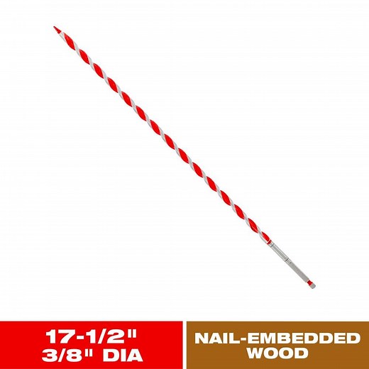 Check The Home Depot's Q&A Before Buying: DIABLO 3/8 in. x 17-1/2 in. High Carbon Steel Auger Drill Bit for Wood and Nail-Embedded Wood