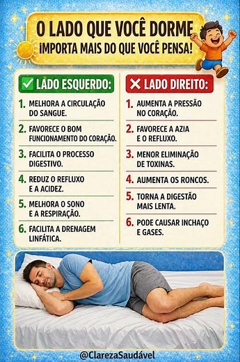 Você sabia que o lado que você dorme pode influenciar diretamente sua saúde? 🛌 #bemestar