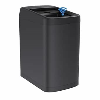 ELLO&ALLO Garbage Can Motion Sensor Trash Can 13 Gallon for Kitchen with Roll Up Lid, Automatic Touch Free High-Capacity Black Waste Bin