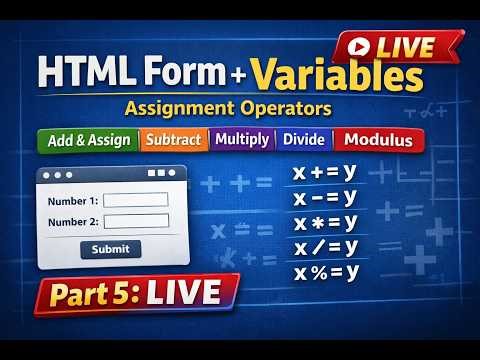 HTML Form + Variables | Assignment operators | Add and Assign | sub|multiply|divide| modulus | #js