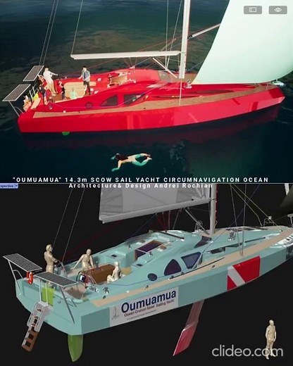 "OUMUAMUA" 14.3m SCOW SAIL YACHT CIRCUMNAVIGATION OCEAN Architecture& Design Andrei Rochian