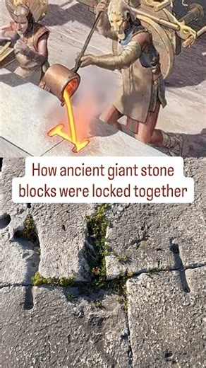 The metal clamps that once held giant stone blocks together. #AncientEngineering #Archaeology