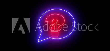 Question mark icon animation of dialog bubble with a question mark, on a transparent background Neon Question mark icon animation