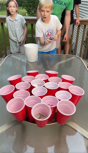 Can you bounce the cup perfectly? Fun family challenge