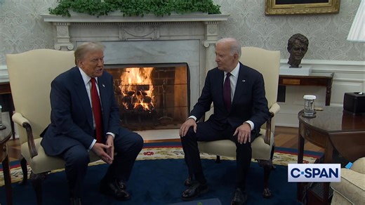 President Biden: "Congratulations. Looking forward to a smooth transition...Welcome back." President-elect Trump: "Politics is tough and it's in many cases not a nice world, but it is a nice world today. I appreciate it very much." https://www.c-span.org/video/?539990-1/pres-biden-pres-elect-trump-meet-white-house | C-SPAN