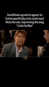 In Extras (2007), David Bowie’s cameo went beyond the script. The improvised song “Little Fat Man ” was less about Andy Millman and more a pointed roast of Ricky Gervais himself, who was at the height of his post-Office fame. Bowie agreed to appear precisely to flip the usual celebrity cameo dynamic, using his cultural authority to puncture Gervais’s ego, with Gervais fully in on — and approving — the joke. @rickygervais @davidbowie . #davidbowie | Sticks For Stones