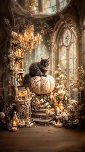 ✨🎃🐈‍⬛ Under a moon of silver gleam, black cats prance through a pumpkin dream, their eyes like stars that softly glow, where whispers of enchantment flow. Pumpkins grin with golden light, casting spells through autumn night, while witches laugh and breezes spin… Oh, Halloween, let magic begin! Instagram: @dgarbis Facebook: facebook.com/denisegarbis Animation: @hailuoai_official #blackcatlove #blackcathalloween #prettypumpkins #halloweenmagic #halloween2025 | Denise P. Garbis - Fantasy Artist