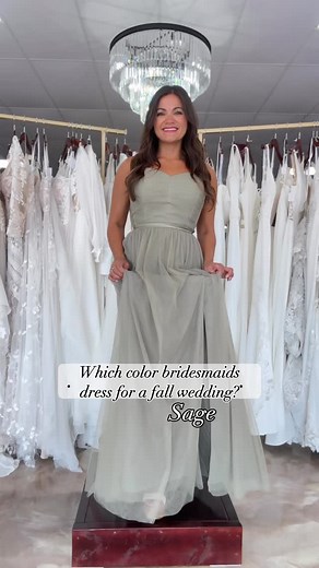 Three gorgeous colors for the bridal party! 1. Sage 2. Sugar Almond 3. Navy #bridesmaids #bridalparty #weddingguests #bridalattire #weddingparty #weddingstyle #bridesmaiddress | Main Street Bridal