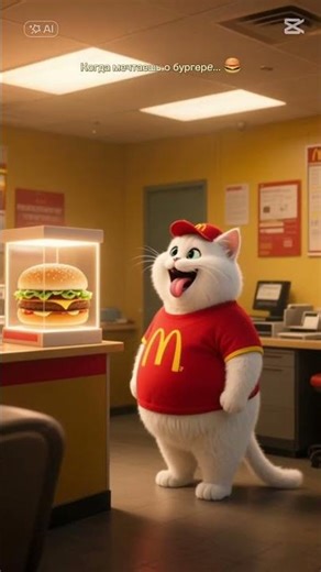 Funny Cat Working at McDonald’s 🍟😺 | Cute Kitten Job
