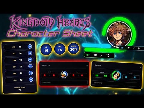 I MADE A KINGDOM HEARTS STYLYED CUSTOM CHARACTER SHEET (DND 5e)