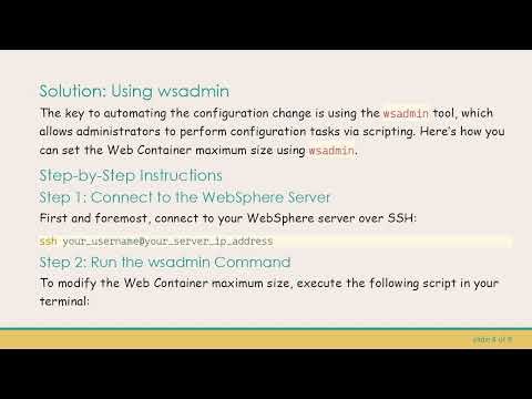 How to Set the Web Container Maximum Size in WebSphere via SSH or Ansible Playbook