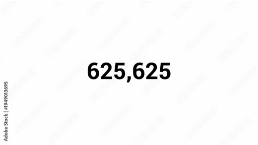 Number counter animation from 0 to 1,000,000 on a transparent background in 4k