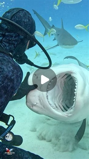George C. Schellenger on Instagram: "Tiger Shark revealing teeth – the teeth stay concealed until needed. #shark #sharks a Tiger Shark’s teeth hinge back until needed – giving the appearance of “no teeth” – but in this video you see how the teeth come out. Tiger Sharks can replace their teeth… and can go through around 24,000 teeth in a lifetime. They can regenerate teeth rapidly. Tiger Shark teeth are made to cut through the shell of a sea turtle. With @mikeosharktails"