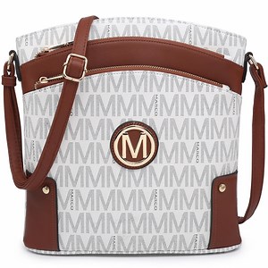 MKP COLLECTION Crossbody Bags Purses for Women Trendy Multi Pockets Monogram Zip Shoulder Bags Ladies PU Leather Handbag