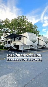 3.1K views · 13 reactions | Meet the 2024 Grand Design Reflection 367BHS—where luxury meets versatility! This fifth wheel offers a spacious mid-bunk room with a desk and loft, a gourmet kitchen with a large island, and a cozy rear living area. Learn more: https://bit.ly/45fRchK | Lazydays | Facebook