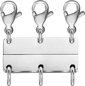 Layering Magnetic Necklace Clasp,18 K Gold and Silver Separator for Stackable Necklaces