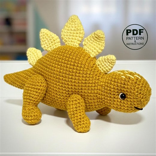 Stegosaurus Dinosaur Crochet Pattern PDF. Knitted Toys. Amigurumi. Easy Stego Dino Pattern. - Etsy Canada