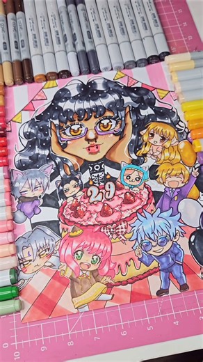 My Birthday fan art drawing #anime #animeart #animefanart #copic #copicmarkers #shorts