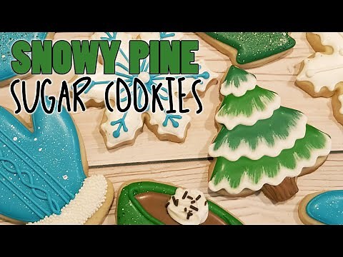 Brush Embroidery Technique - Snowy Pine Tree Decorated Sugar Cookies on Kookievision
