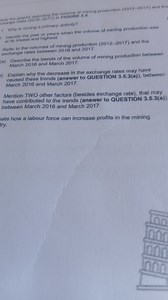 Study the graphs depicting the volume of mining production (201... | Filo