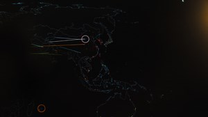 Download World map with different targets for cyber attack. Hacking and technology concept. Macro shooting at monitor pixels for free