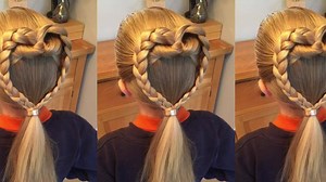 33K views · 605 reactions | An Easy Heart Ponytail tutorial  perfect for Valentine’s Day next week❤️❤️❤️ Full tutorial over on my YouTube channel https://youtu.be/ZArupvjSnPA Detangler spray from Sweethearts Hair Design Hair cuff from Scunci UK music by Kieran Smith Music | Two Little Girls Hairstyles | Facebook